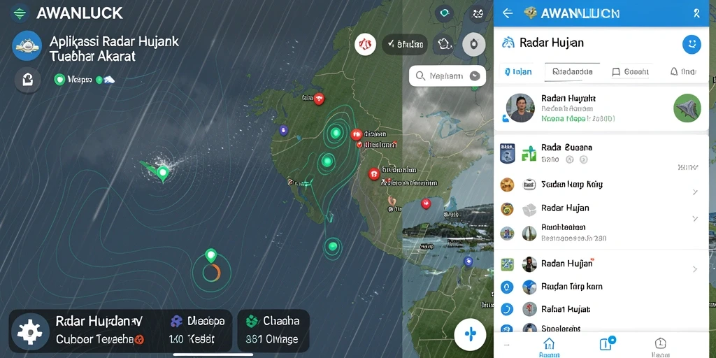 Antarmuka AWANLUCK menampilkan informasi radar hujan dengan jelas dan interaktif.