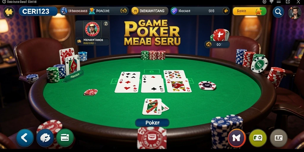Antarmuka CERI123 menampilkan permainan poker yang menarik dan interaktif.