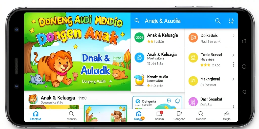 Antarmuka G668 yang ramah anak dengan berbagai pilihan dongeng audio.