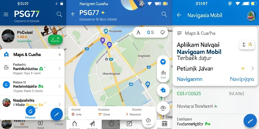 Tampilan antarmuka aplikasi Navigasi Mobil PSG77 yang intuitif dan user-friendly.