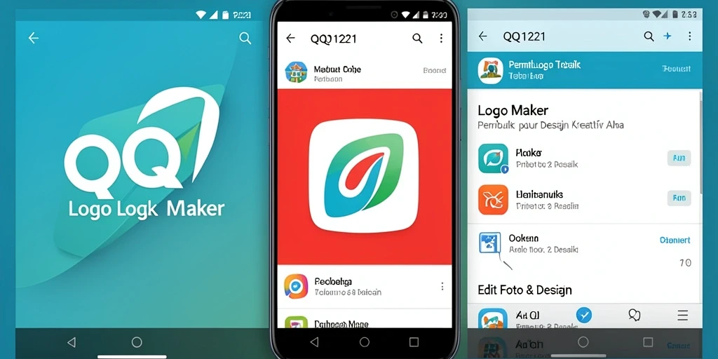 Antarmuka aplikasi QQ1221 dengan fitur Logo Maker yang intuitif.