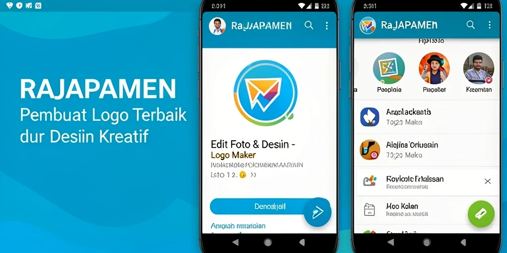 Tampilan antarmuka RAJAPAMEN yang intuitif untuk pembuatan logo.