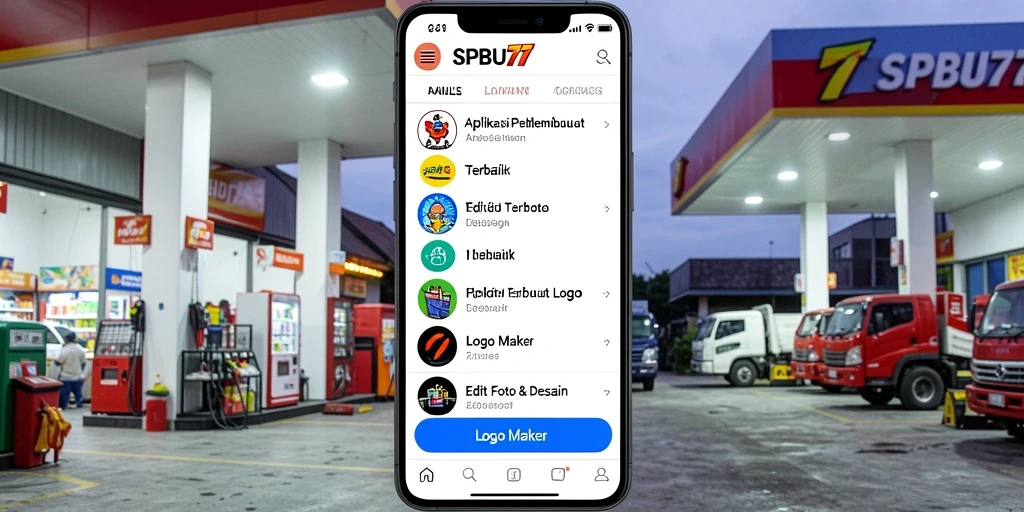 Antarmuka SPBU77 yang sederhana dan fungsional untuk membuat logo.