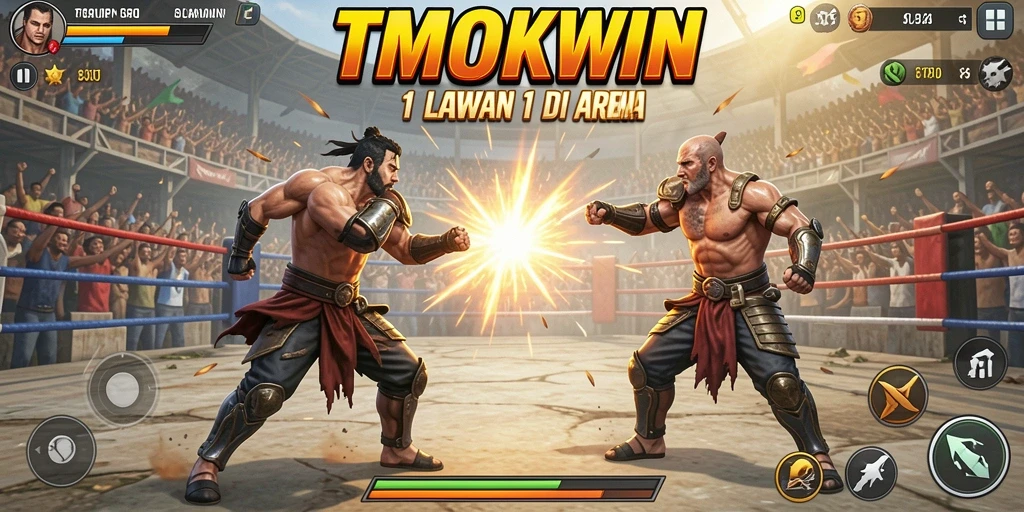 Tampilan layar pertarungan 1 lawan 1 di TMOKWIN.